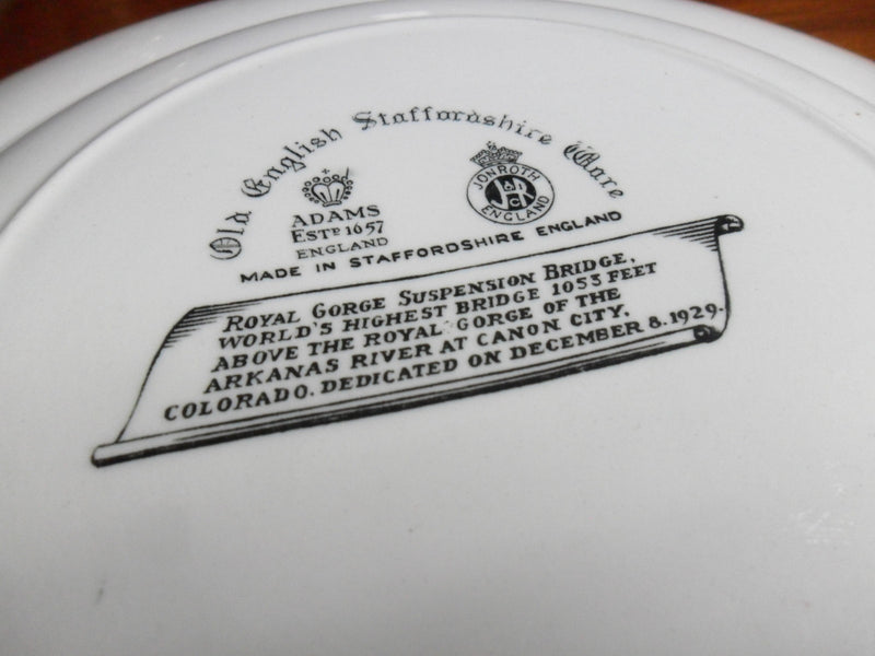 Old English Polychrome Staffordshire Ware Adams England Plate-Royal Gorge Bridge