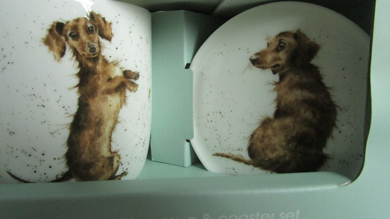 Royal Worcester Mug And Saucer Sausage Dutch Hound Dog - Pug Love Dog Nib Pick 1