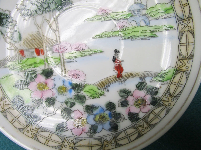 ANTIQUE IMPERIAL 1930s  eggshell ceramic cup and saucer Hand Decorated Japan[51]