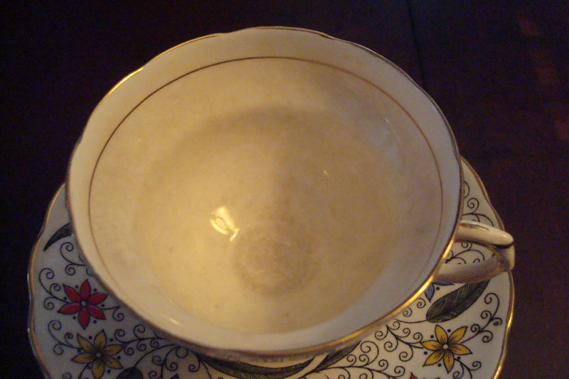 Rosina Mid Century England cup and sauce,  flowers and touches of gold [91]