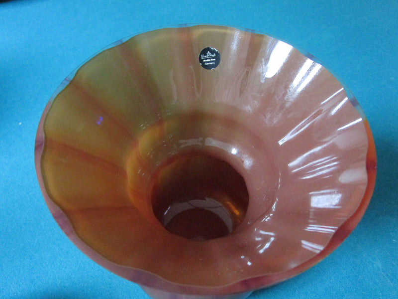 Rosenthal Germany Glass Vase Dark Red Frosted 7 X 6"  Original