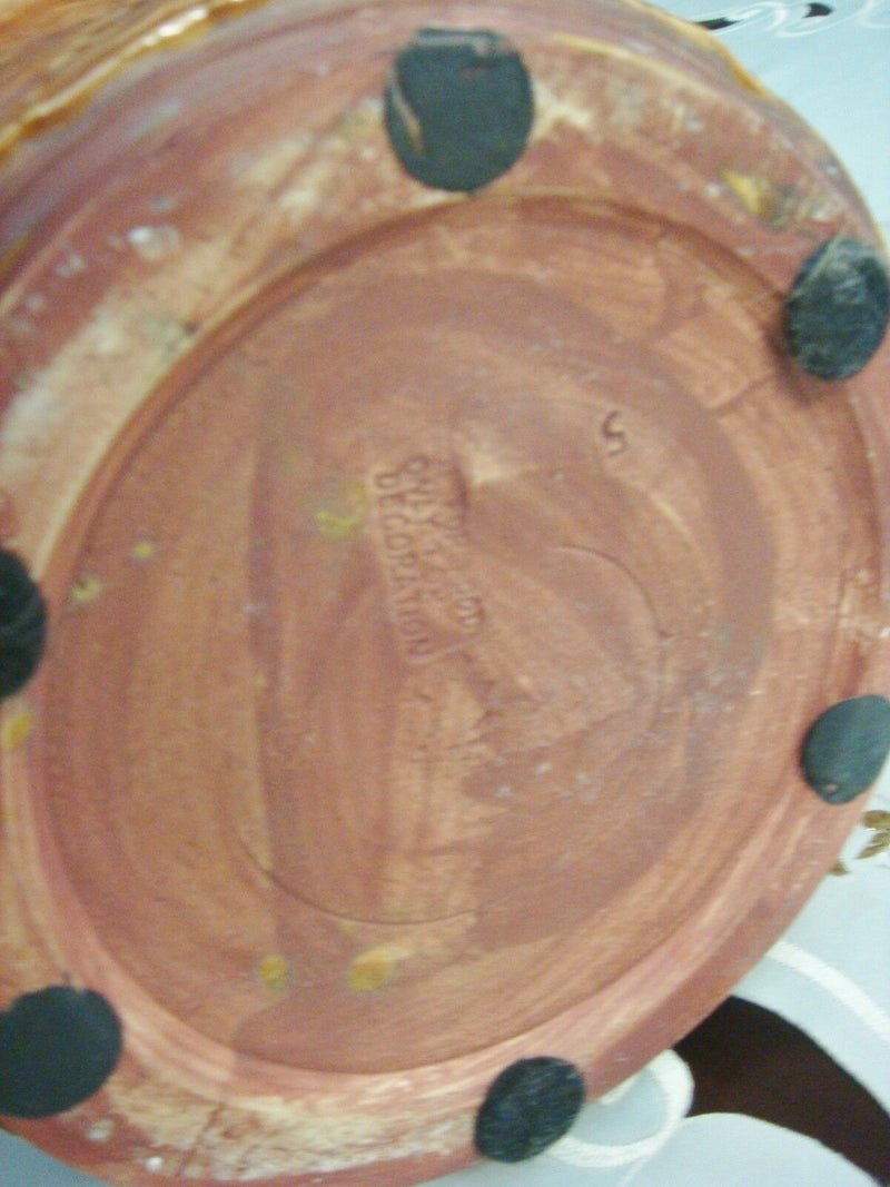 Ikebana Ware Japan hand made  gorgeous terracota frog, apples and leaves vase[8