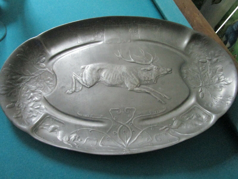 KAYSERZINN PEWTER BOAR HORSE STAG TANKARD AND CUPS - TRAY-CUPS W/ INSERT PICK1