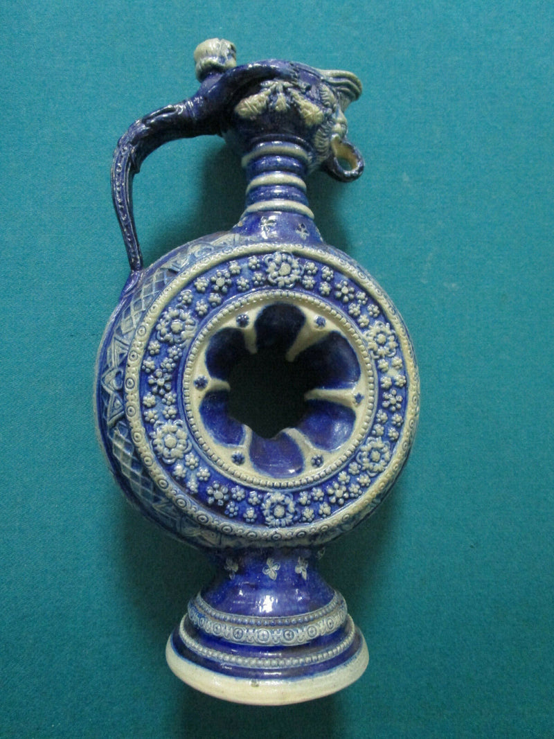 Antique Westerwald German RING JUG stoneware blue grey salt glazed pottery PICK