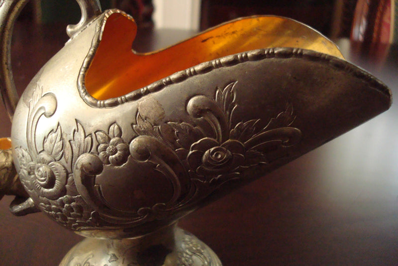 Raimond Silverplate/Goldplate Vintage Pedestal Scuttle Sugar cubes/nuts Bowl ^^^