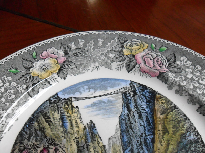 Old English Polychrome Staffordshire Ware Adams England Plate-Royal Gorge Bridge