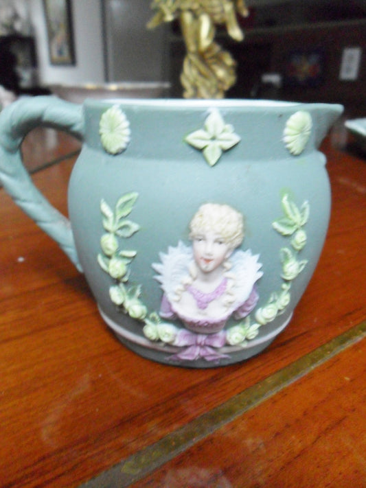 Schafer & Vater Germany Jasperware,hand painted Queen cameo creamer ^^