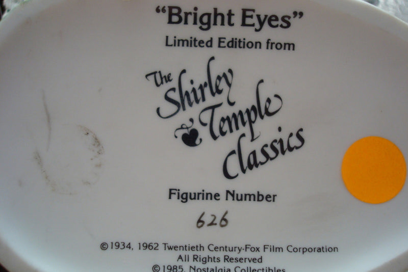Shirley Temple Collection "Bright Eyes" 1985, 5" tall by 6" long
