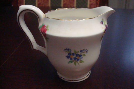 Crown Staffordshire ENGLAND cute floral creamer 3" [88C]