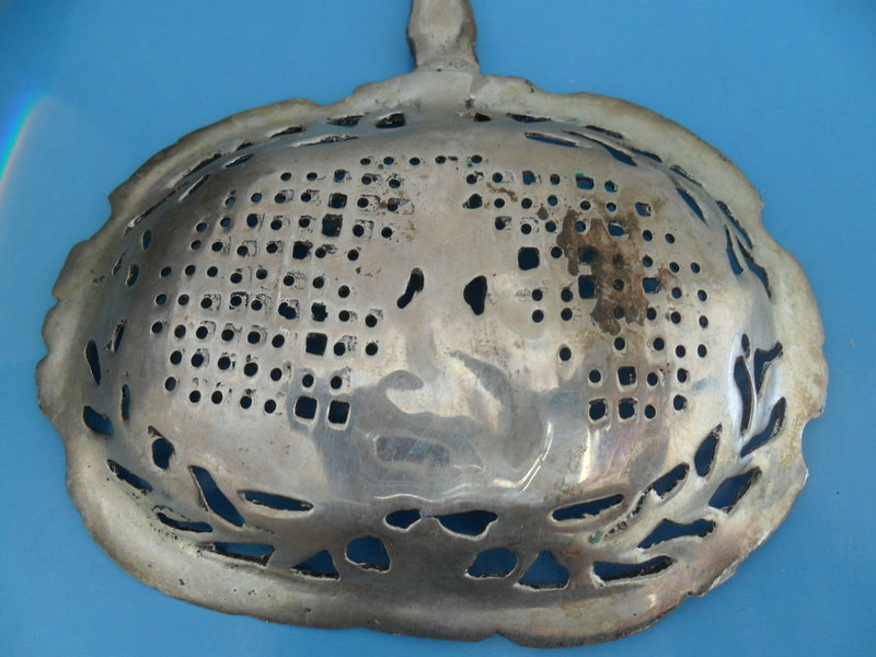 Antique sterling silver repousse spoon, 8 1/2" long[a4cut]