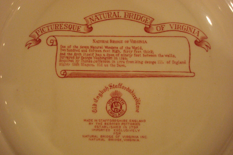 Old English Staffordshire plate "The Picturesque Natural Bridge of Virginia"
