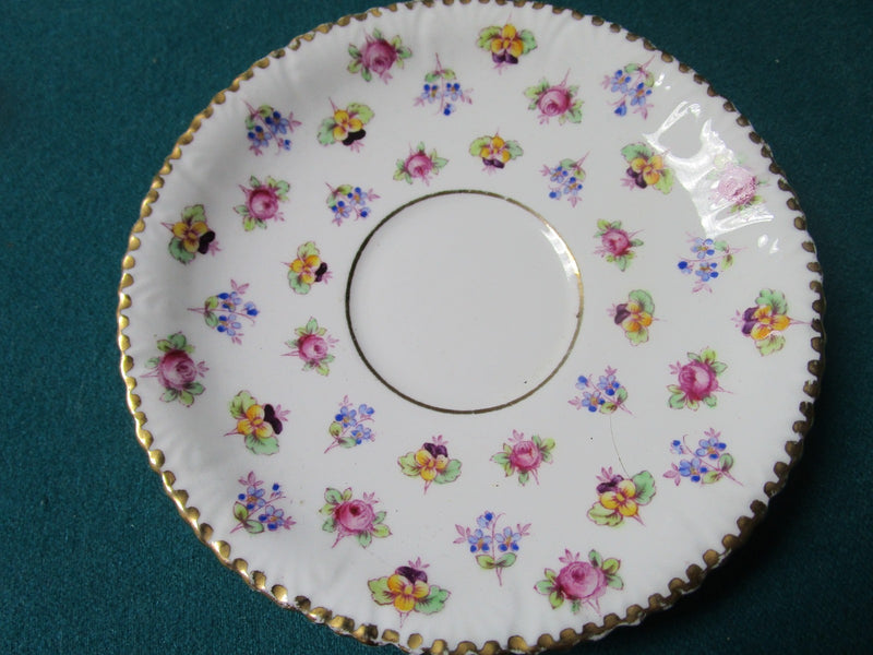 Royal Stafford England Forget Me Not Floral  Cup And Saucer [95j]
