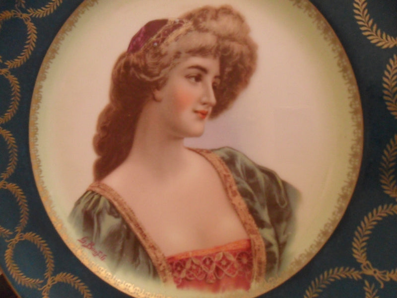 Oscar Schlegelmilch? Germany portrait plate lady in green [#122]