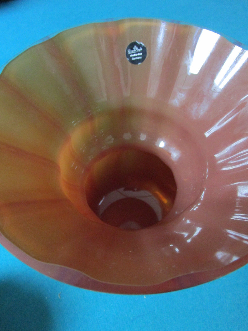 Rosenthal Germany Glass Vase Dark Red Frosted 7 X 6"  Original