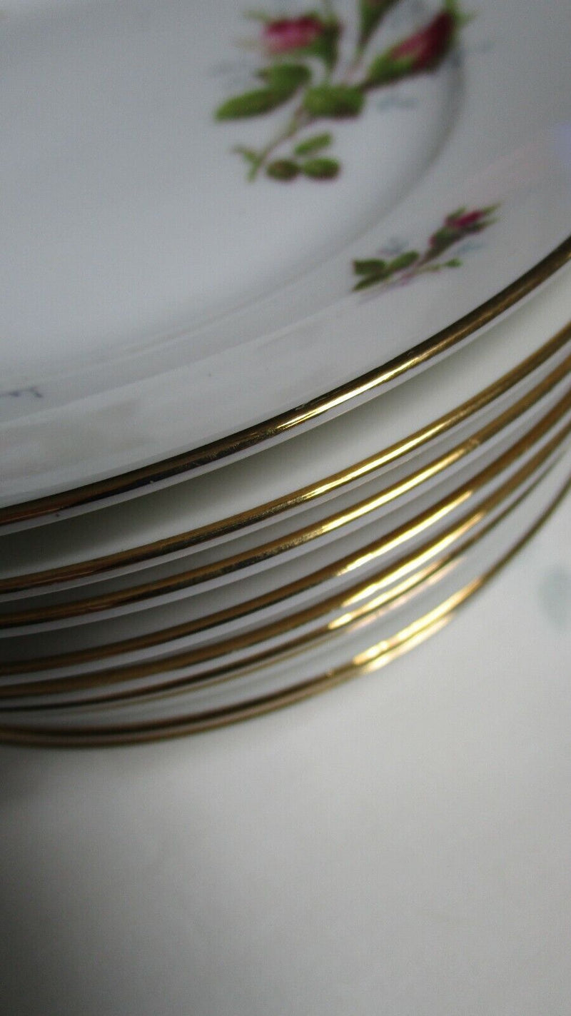 Rosenthal Moss Rose Pompadour 9 Bread Plates Gold Rim 6 3/4"
