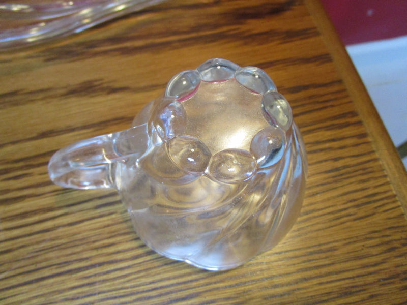 Hazel Atlas COLONIAL SWIRL 4 Glass Snack Tray & Cup Set Sea Shell Plate ^^^^