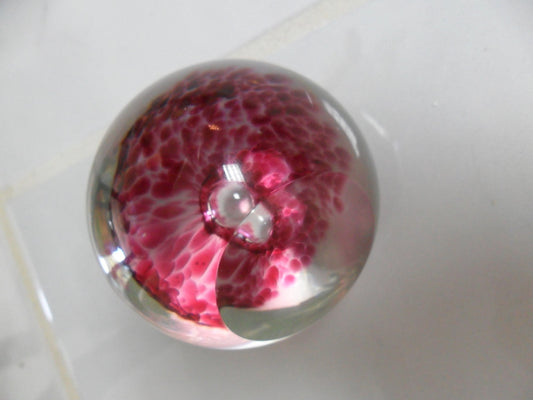 Glass Paperweight Signed Illegible Signature Dated '97, Pink Shower Ppwa