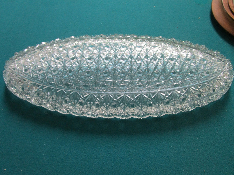 Bohemian cut glass dish oval,  16 1/2 x 6 1/2"[a*5]