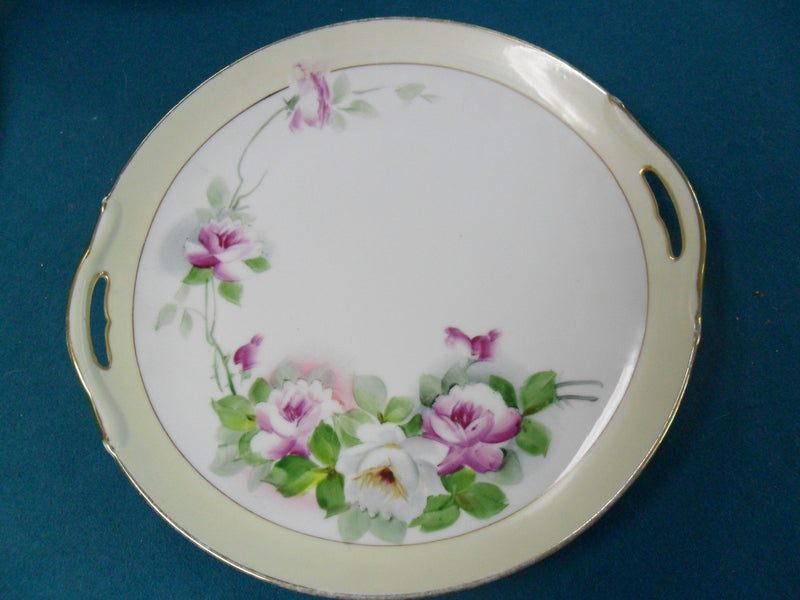 Nippon, Japan,  Floral Tray 2 Handles 9 3/4" Roses And Gold ^^