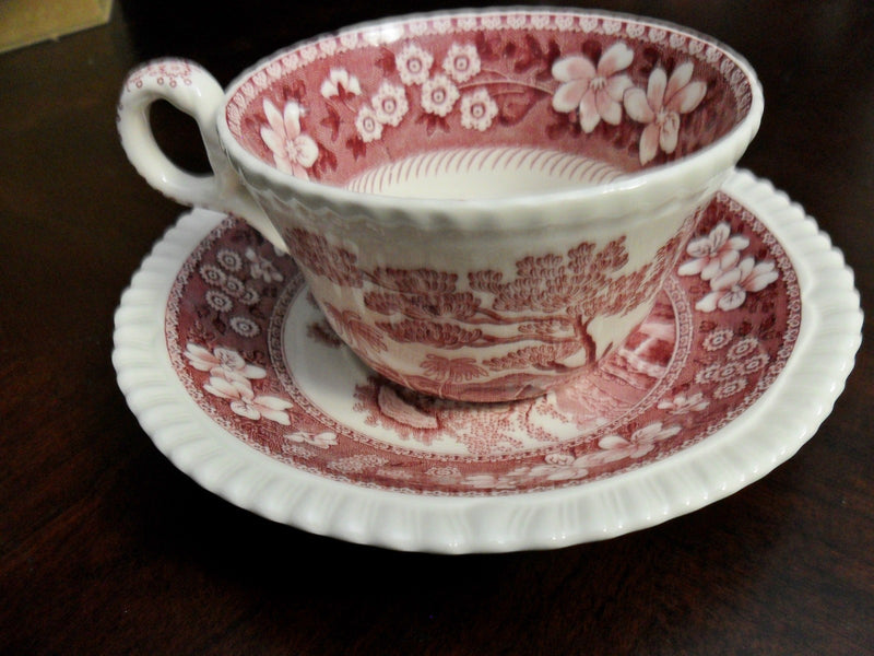Spode Pink Tower cup and saucer Older Backstamp C1814 orig [88]