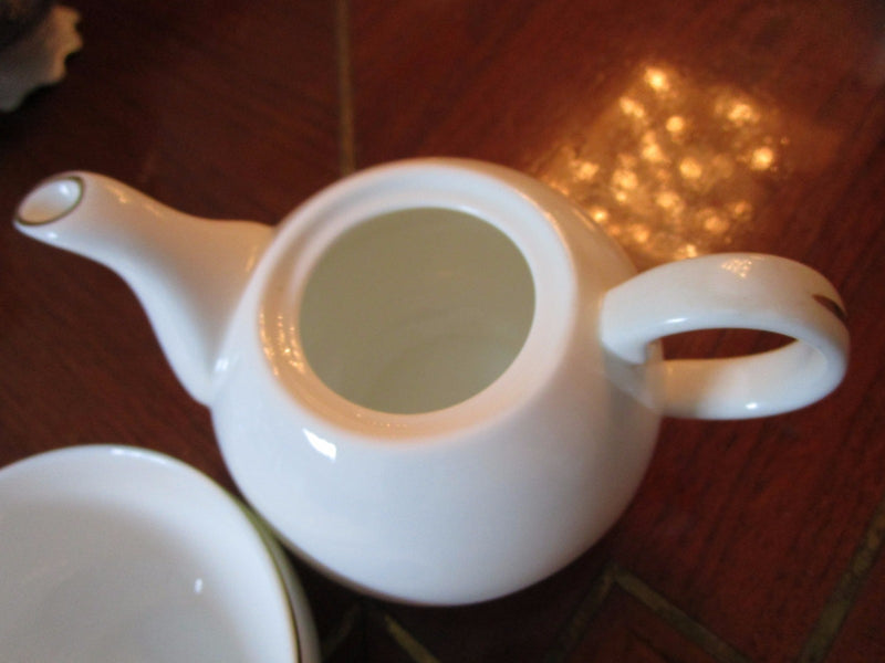 Vintage Royale Stratford England Nesting Teapot With Cup Gold Rim Orig TP4]