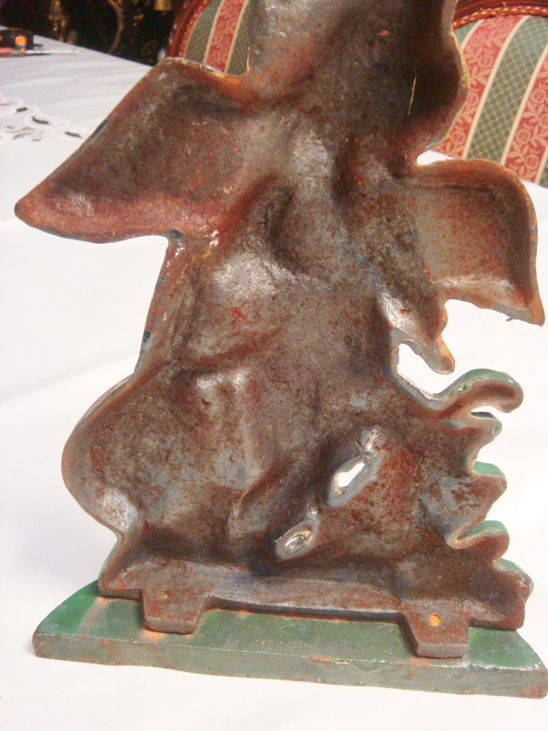 Iron door stopper in rustic iron , 16" tall [8]