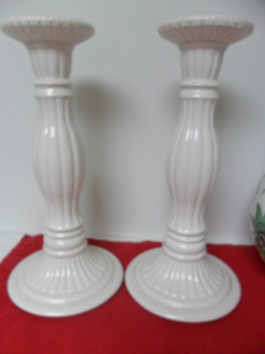"Villeroy and Boch" pair of large candle holders white, molded, 10" ORIGINAL