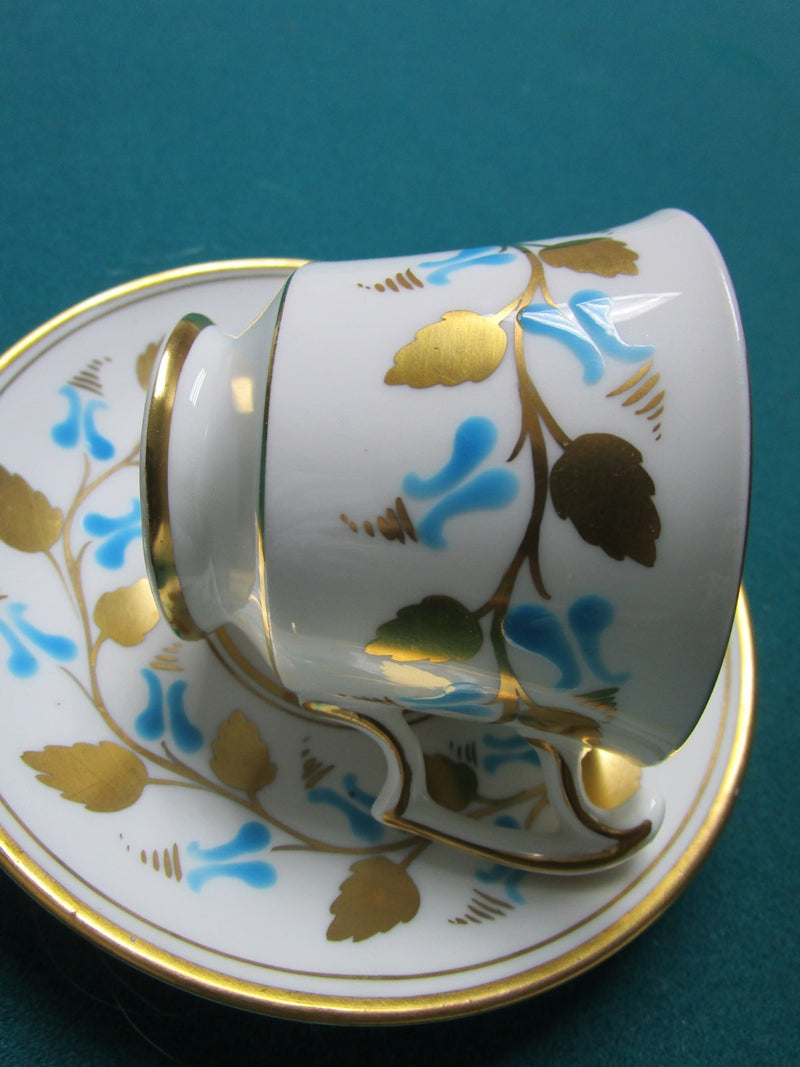 Royal Chelsea, England, cup and saucer turquoise and gold [a5#3]
