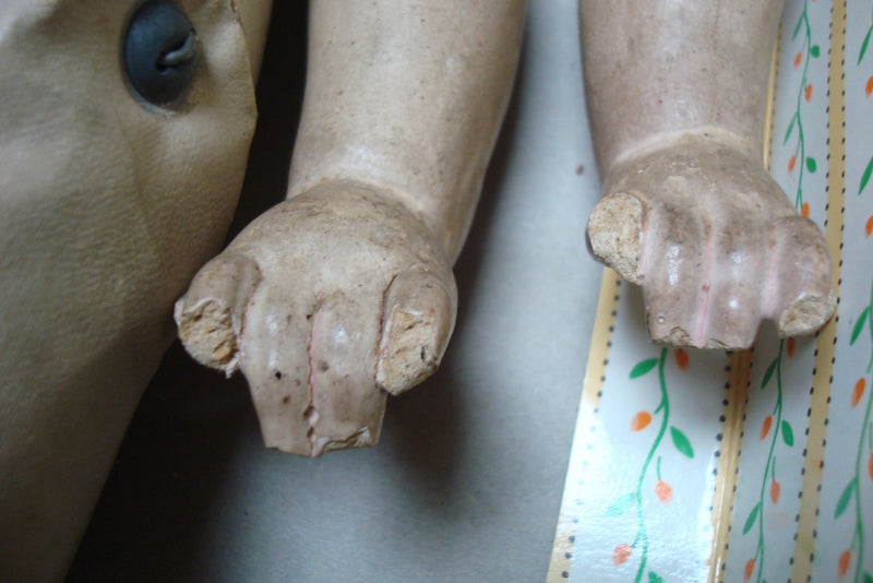 1950S K & R, Kämmer & Reinhardt, shoulder head compo, jointed, leather body, 23"