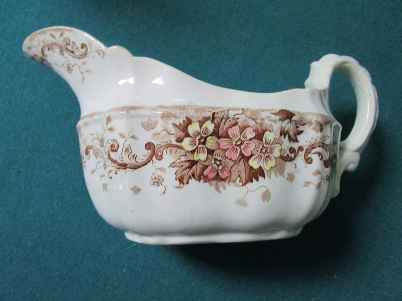 J.H.W. & Sons Hanley England Semi Porcelain Gravy Boat c1920s [85]