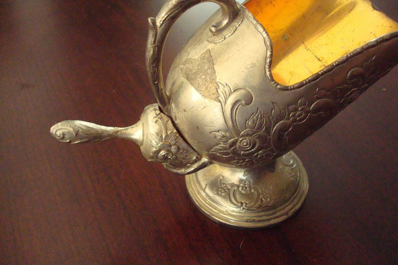 Raimond Silverplate/Goldplate Vintage Pedestal Scuttle Sugar cubes/nuts Bowl ^^^