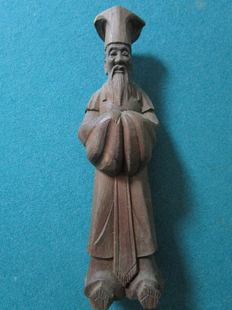 Antique Chinese CHESS wooden carved figurines man and woman [a*7]