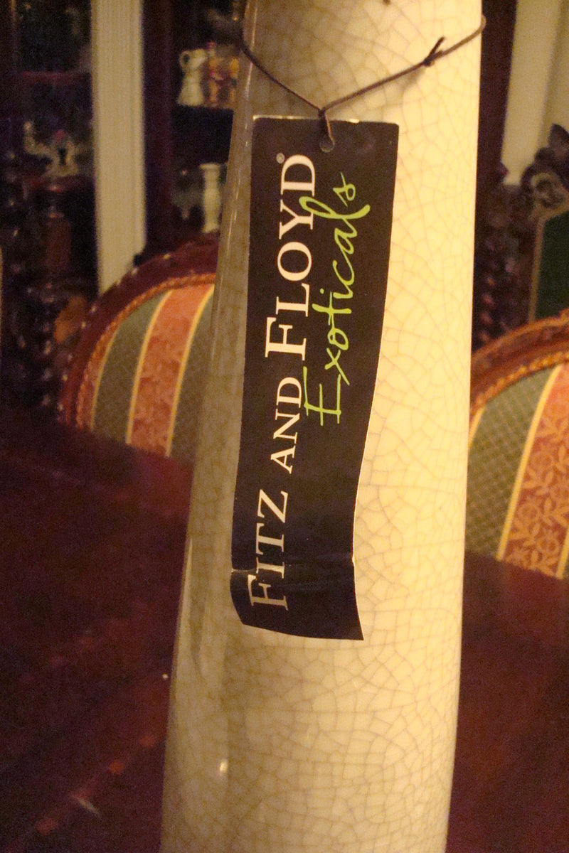 Fitz And Floyd Column Candle Holder Ceramic Metal,19 3/4" With Label Exoticals