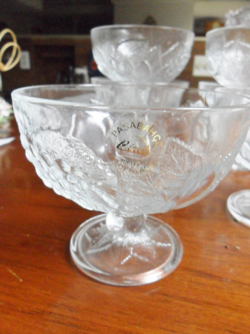 Vintage Paşabahçe Turkey 6 Glass Pedestal  Compote bowls RARE ^^^