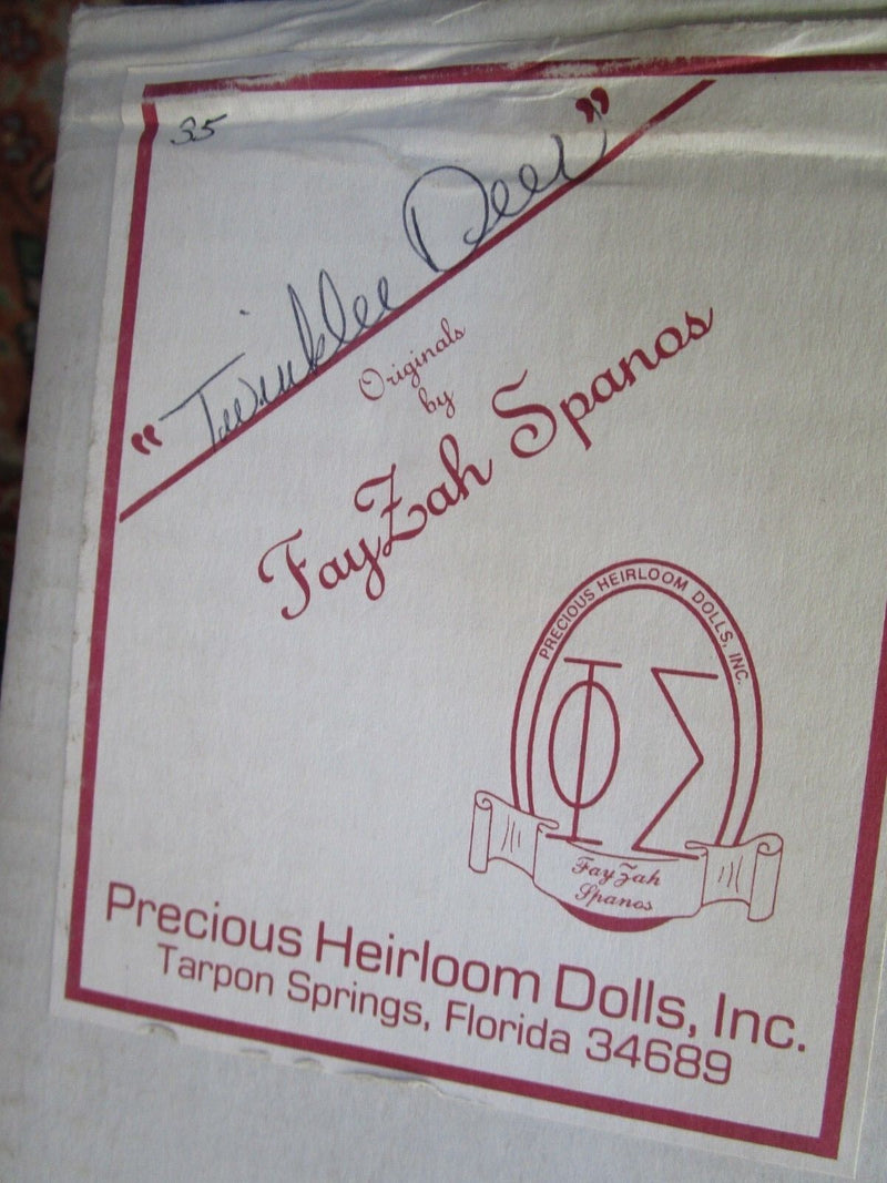 1990S FAYZAH SPANOS DOLL "Twinklee Deer" 25" SIGNED NIB CERTS 350 MADE