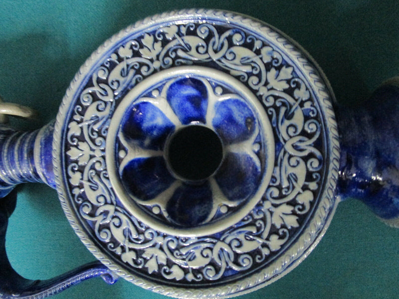 Antique Westerwald German RING JUG stoneware blue grey salt glazed pottery PICK