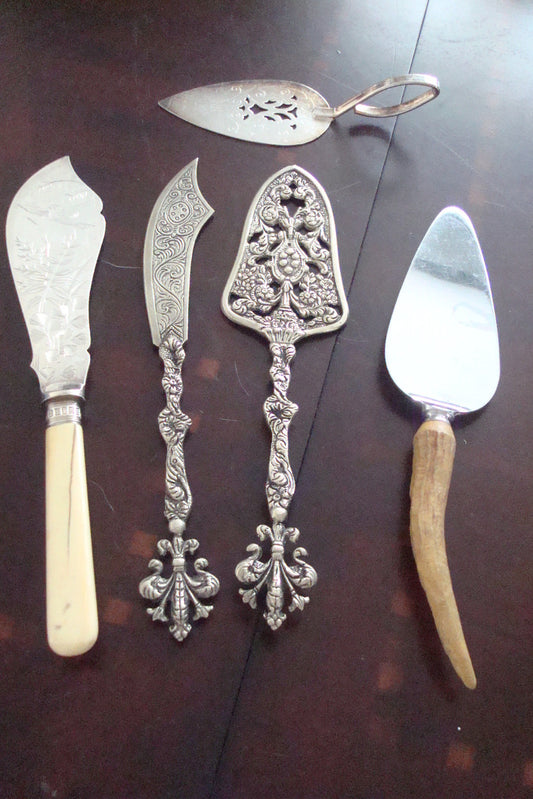 Silverplate Servers (5) as shwon in picture, unmarked, around 10" long