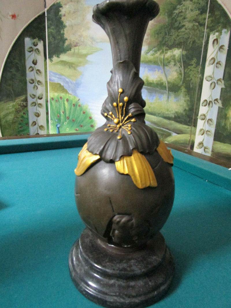 ART NOUVEAU POTTERY VASE MARBLE BASE SIGNED T. CALDAT