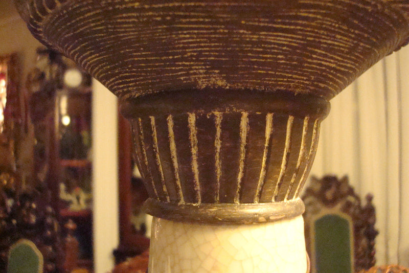 Fitz And Floyd Column Candle Holder Ceramic Metal,19 3/4" With Label Exoticals