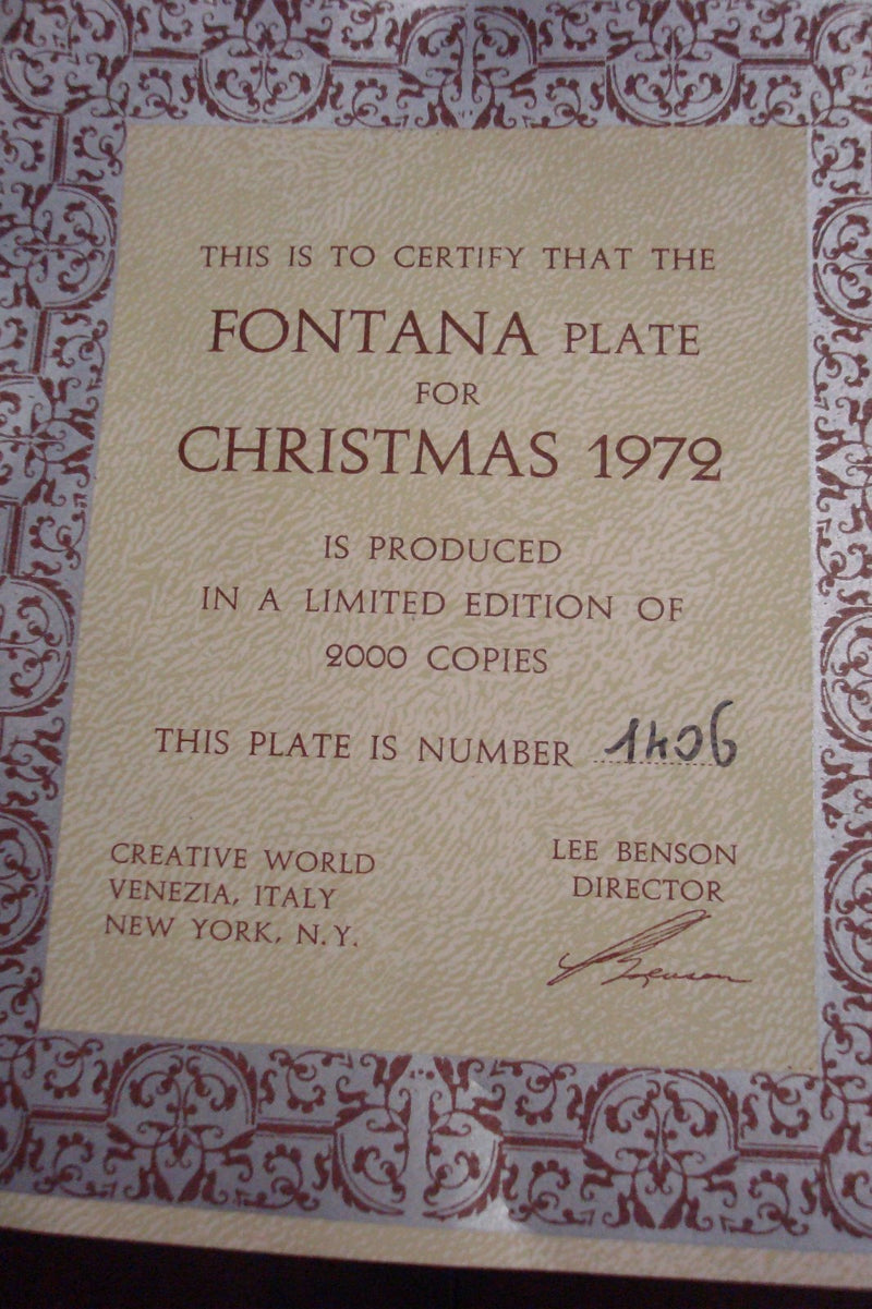 Christmas 1972 Plate by Fontana, Italy, handcrafted, 7" New original ^^