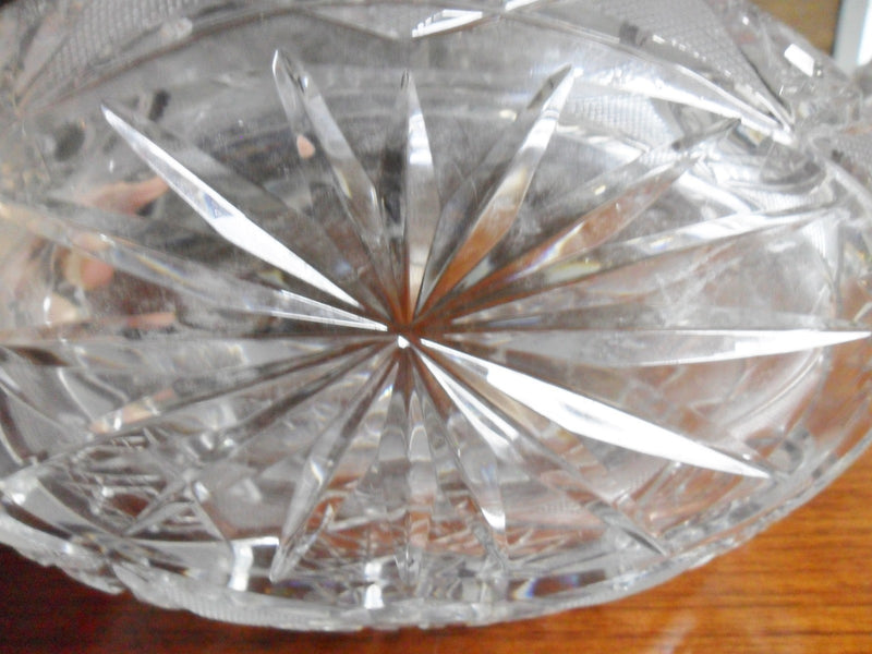 Czechoslovakia Bohemia boat bowl CENTERPIECE crystal hand cut