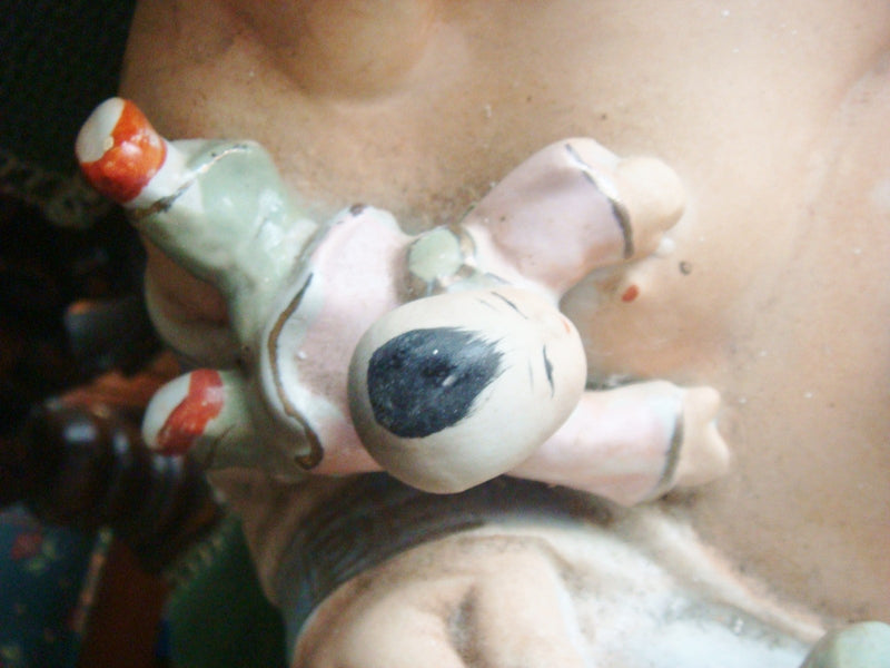 Chinese Famille Rose Porcelain Fertility Buddha Statue 11" tall  x 14"[2]