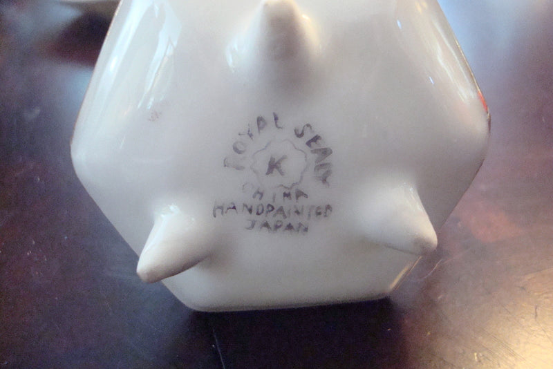 Royal Sealy Japan set of 4 coffee cups and saucers, green, gold and flowers [80D