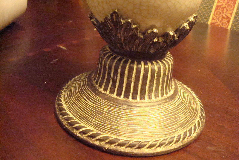 Fitz And Floyd Column Candle Holder Ceramic Metal,19 3/4" With Label Exoticals