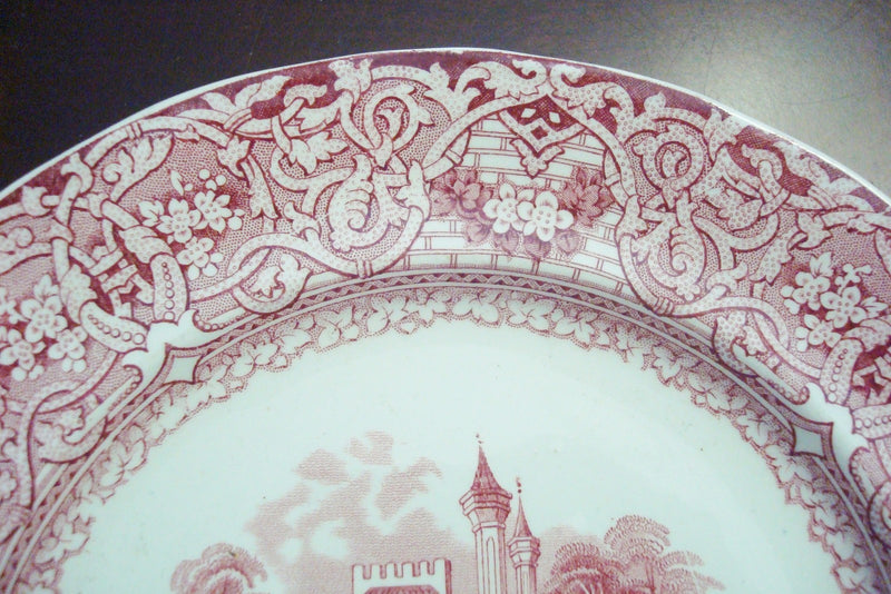 Antique BUDA England Staffordshire Red Transfer Ware Plate 8 1/2 [*red]
