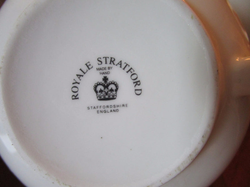 Vintage Royale Stratford England Nesting Teapot With Cup Gold Rim Orig TP4]