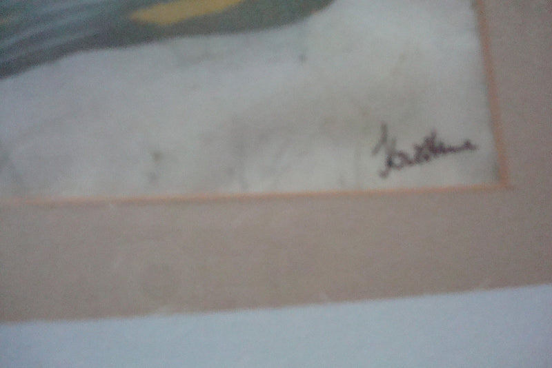 Oil on silk painting of a seal, signed "Kristine", professionally framed