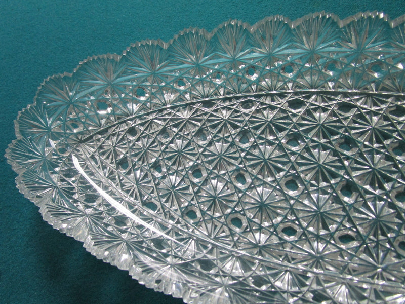 Bohemian cut glass dish oval,  16 1/2 x 6 1/2"[a*5]