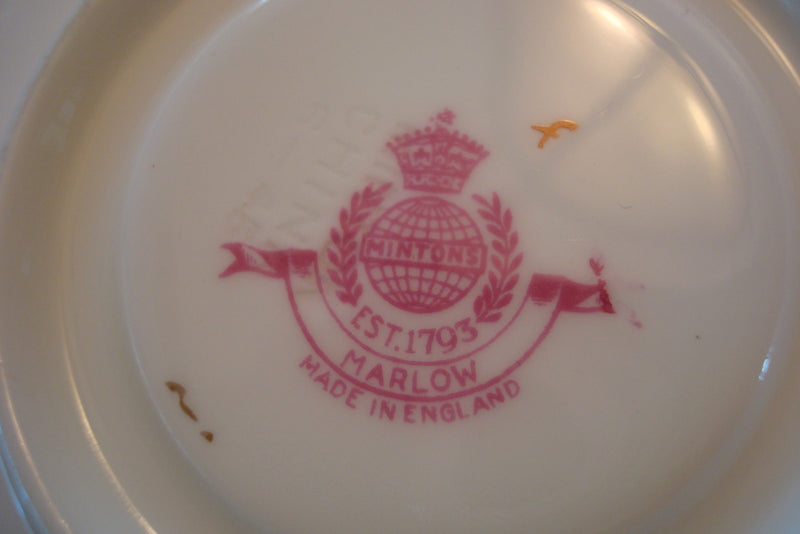 Mintons England "Marlow" pattern Tea Cup & Saucer, beautiful colors & gold [83C]