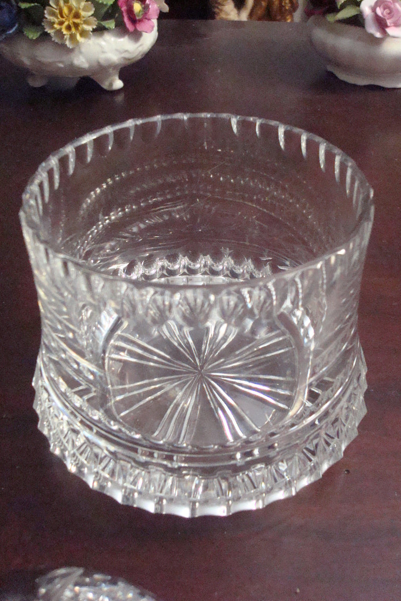 Crystal clear covered candy dish, AMERICAN brilliant period